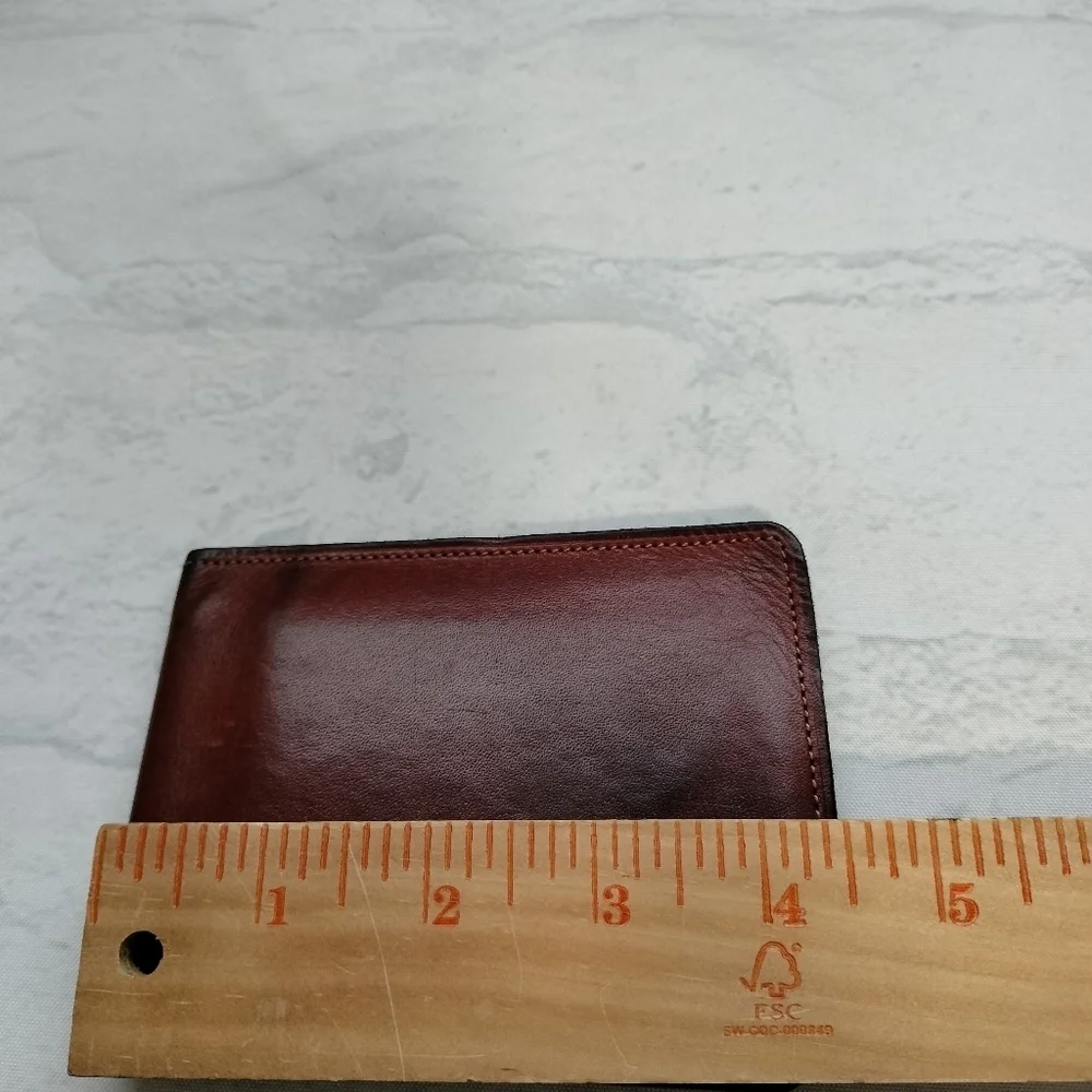 Rossi Caruso Men's Bi-fold Wallet Leather Card Holder Two Cash Slots Brown